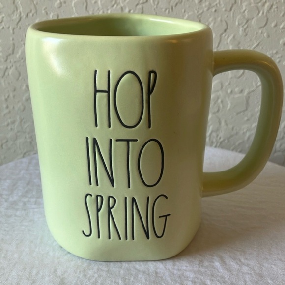Rae Dunn: Green Ceramic Dining Mug- “Hop Into Spring” - Picture 1 of 15